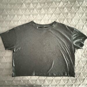 Victoria Sport Cropped Black Sparkle Tee | S